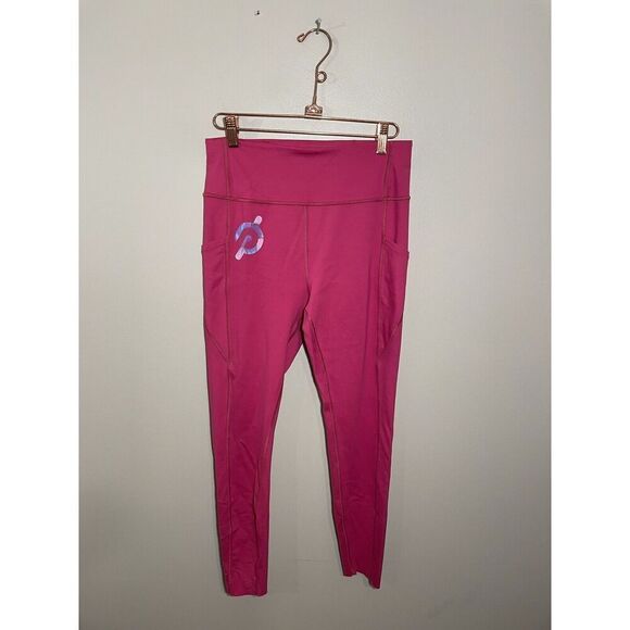 Peloton Move Mission Tulip Hem Leggings Womens Large High Rise Drawstring Pink - Picture 2 of 6